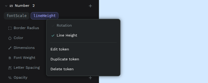 Number token applied