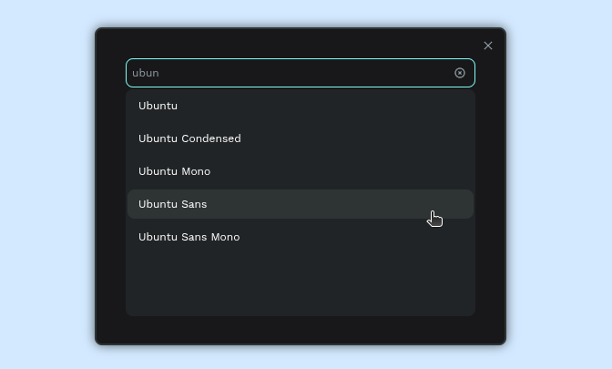 Font family selector