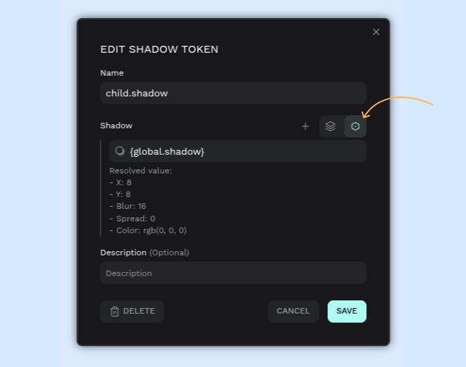Shadow token creation with reference